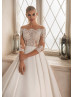 Illusion Neck Ivory Lace Satin Gorgeous Wedding Dress